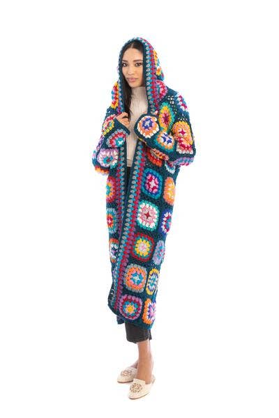 SAACHI – Engroshandel Kimono - Dame – Hæklet uldhætte Kimono Lang30