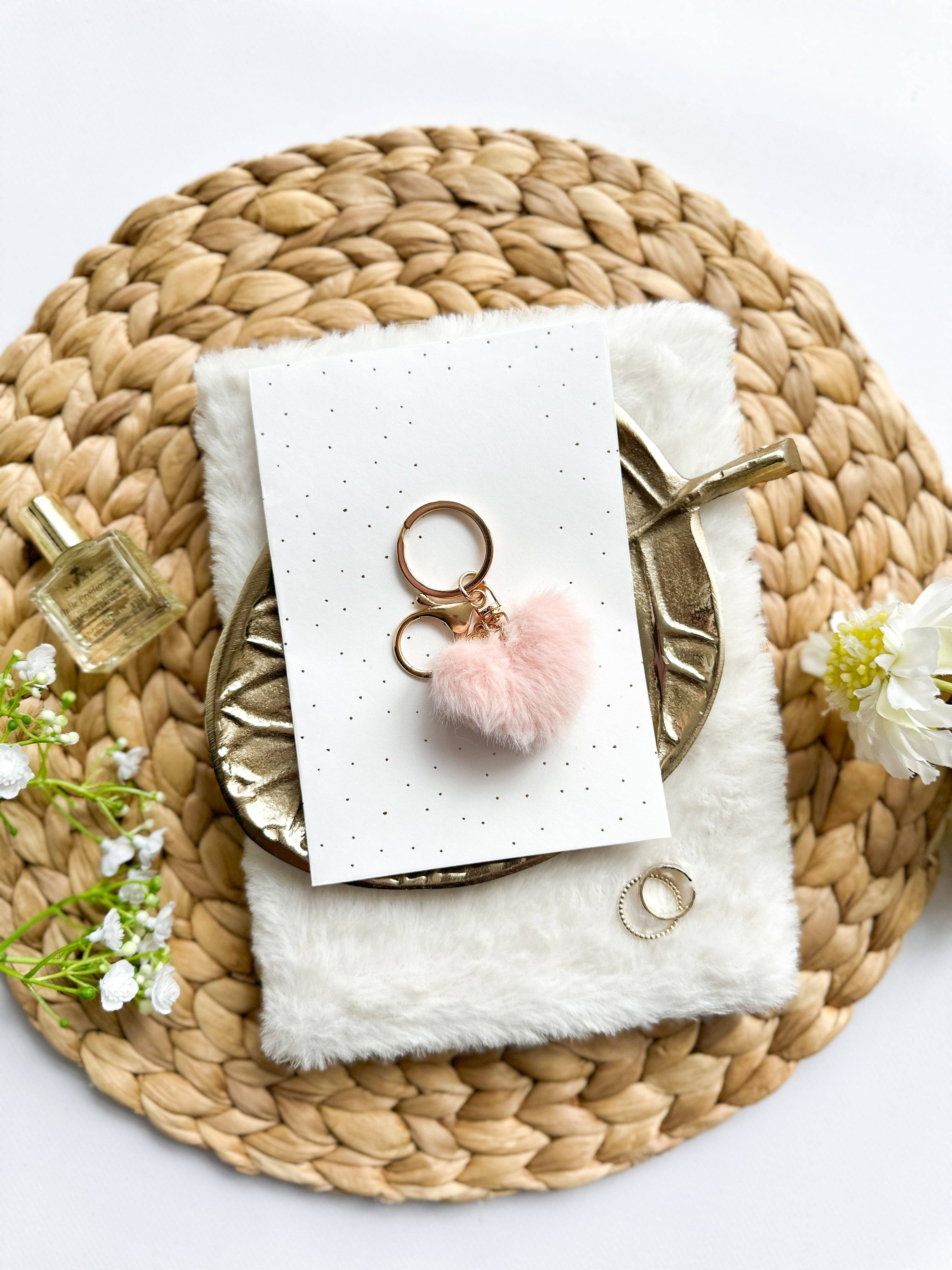 STATIONERY & GIFT - Wholesale Keychain - Women's - Sleutelhanger | Fluffy Hartje | Roze