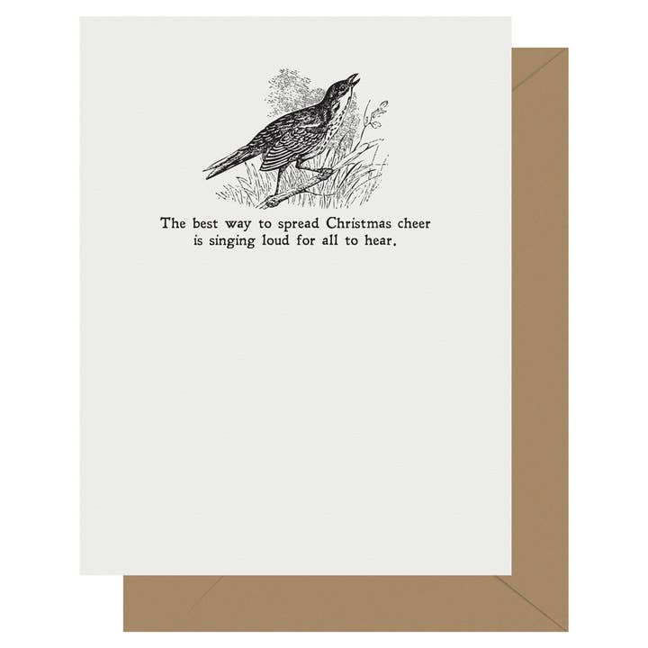 Carte letterpresse/letterpress d'elfe chantant pour la vente par Letterpress Jess