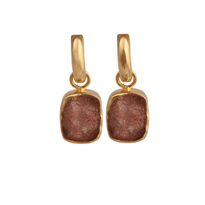 El Joyero – wholesale Dangle earrings – Raw Cherry Quartz Dangle Earring Gemstone Huggies Earring1