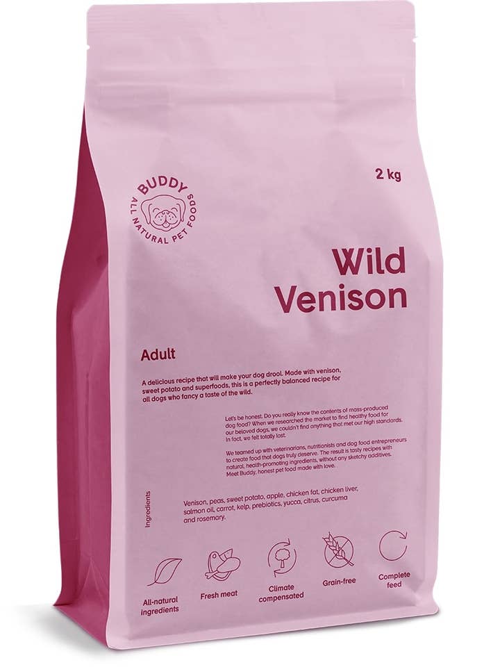 Buddy Wild Venison Hundemad 2 kg for engroshandel hos Finest Petfoods