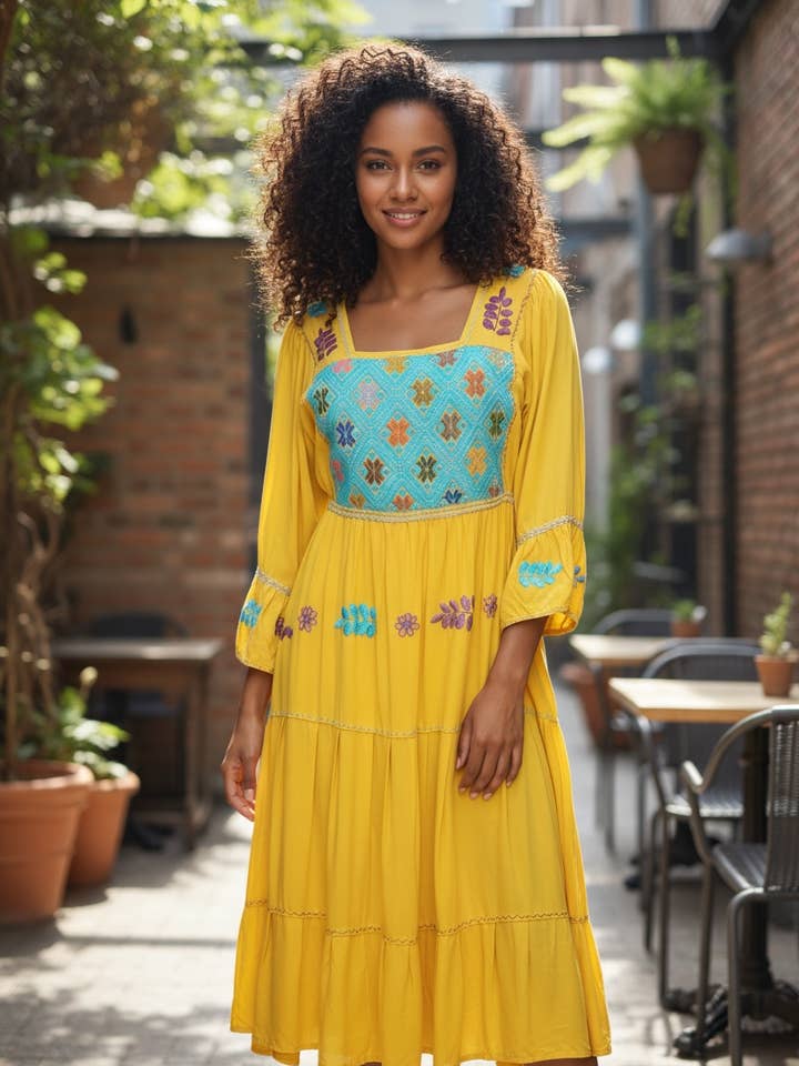 Alondra Dress Yellow for wholesale by Cielito Lindo