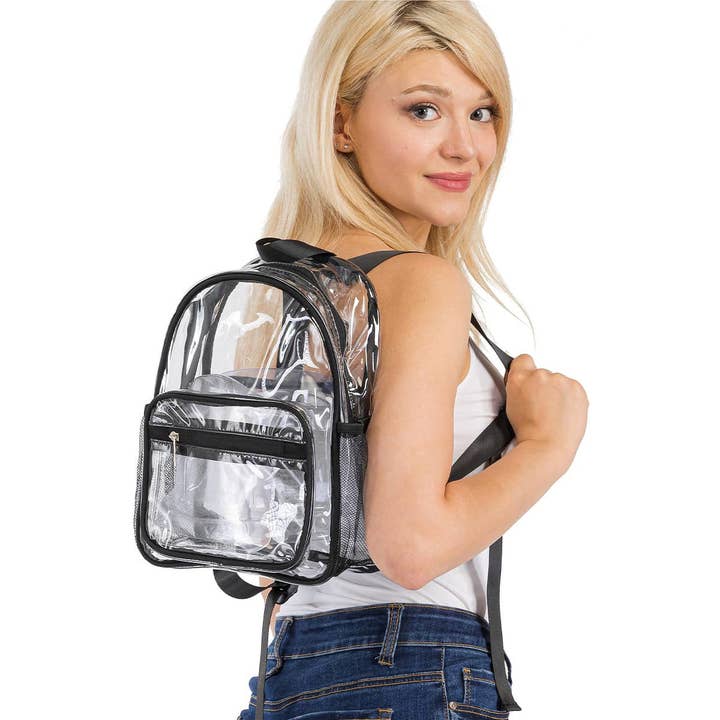 AS SHOWN Clear Transparent Black Trim PVC Backpack for wholesale on Faire1