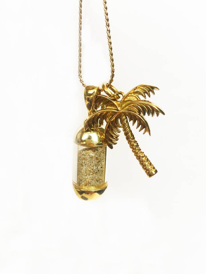 Laguna Beach Pendant Palmtree Necklace gold for wholesale by Laguna Treasures