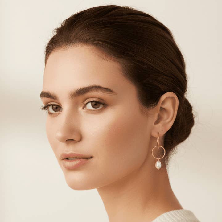 Único brincos em aço e ouro 18K esferas e pérola por atacado de OE!