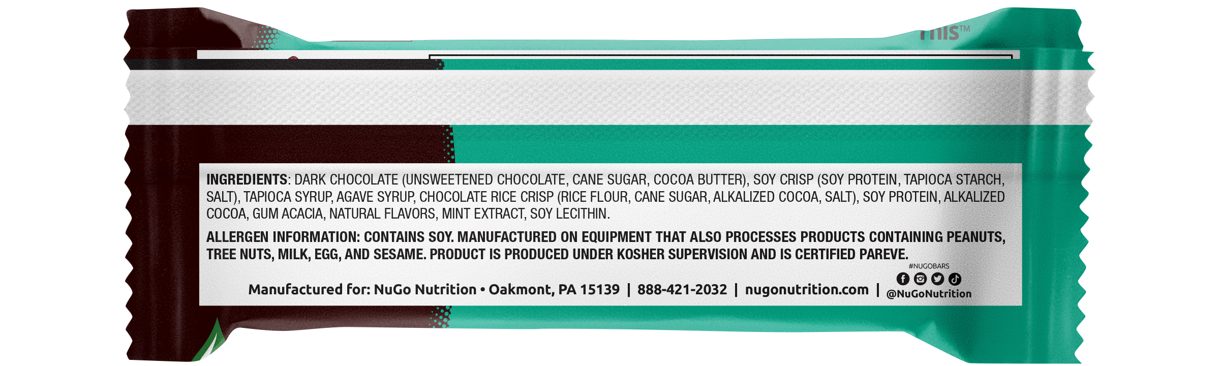 NuGo Nutrition - Wholesale Snack Bar - NuGo Dark Mint Chocolate Chip Protein Bar2