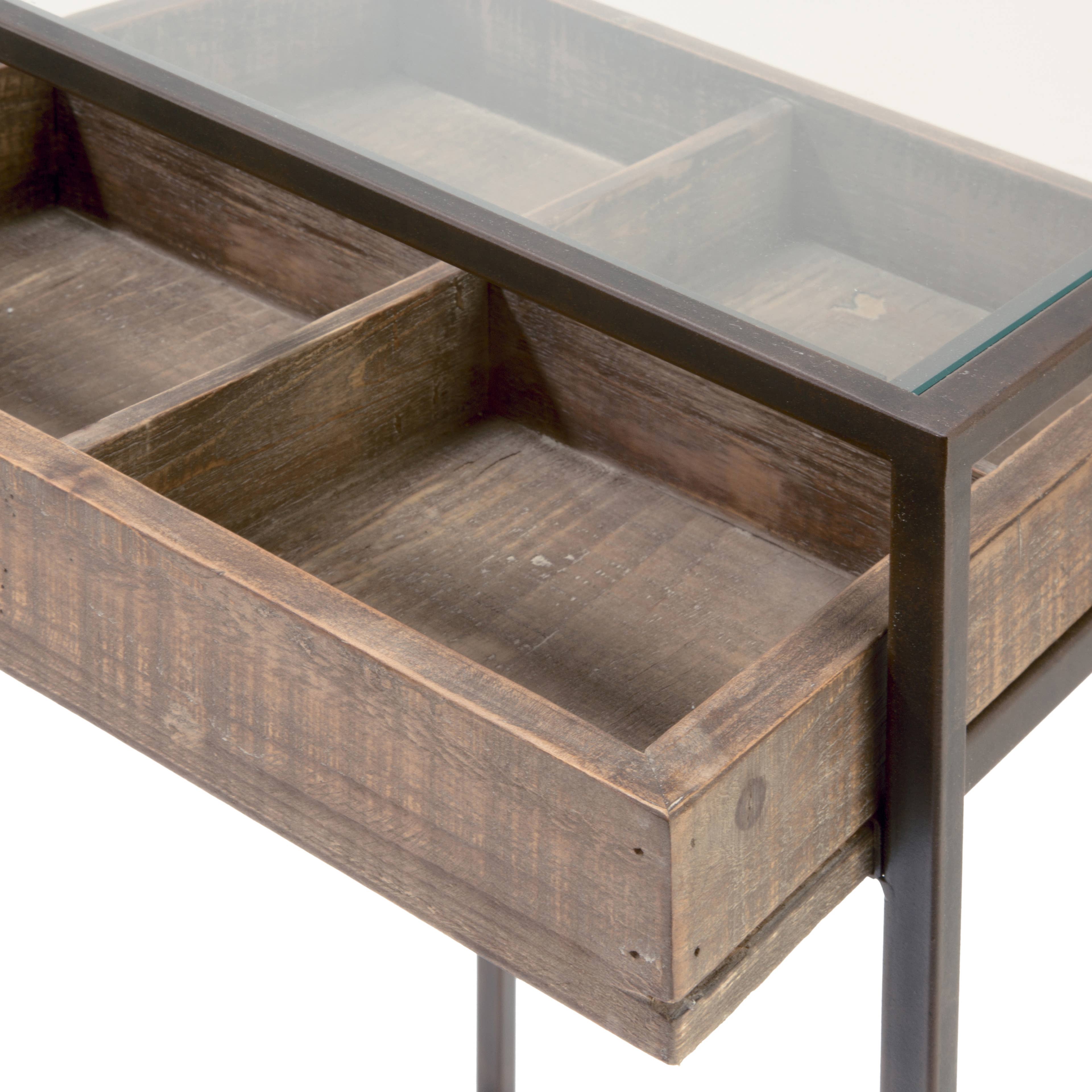 Tripar International – Engroshandel Tebord – Sæt med 2 sideborde med glas Top Opbevaring Skuffe9