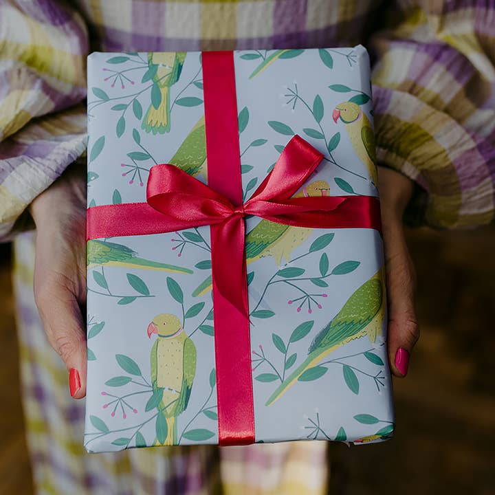 Parakeets Wrapping Paper for wholesale by Laura Barnes Wholesale Ltd