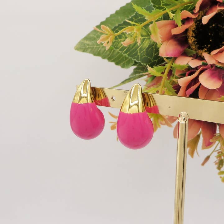 Daemon srls - Wholesale Stud/Post Earrings - DROP SPRING COLOURS - ACCIAIO inossidabile ~ Paio Orecchini goccia bombe' smaltati10