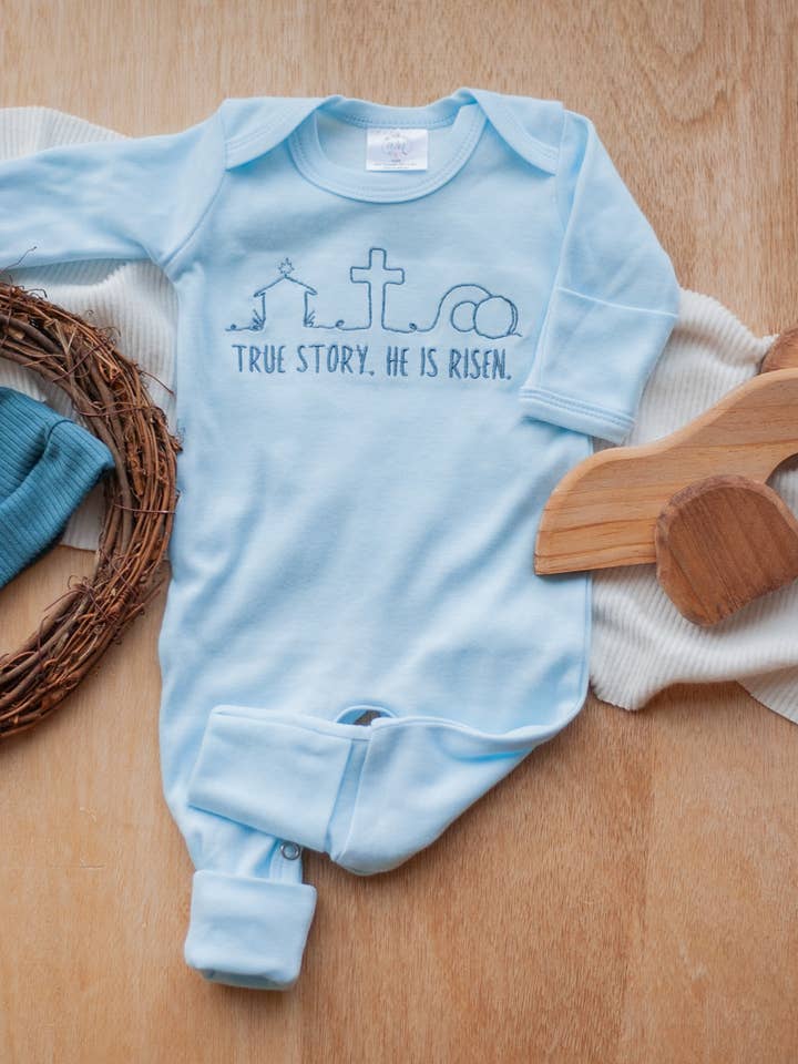 Baby-Jungen-Osterstrampler | Wahre Geschichte Er ist auferstanden für den Großhandel von Wonderfully Made