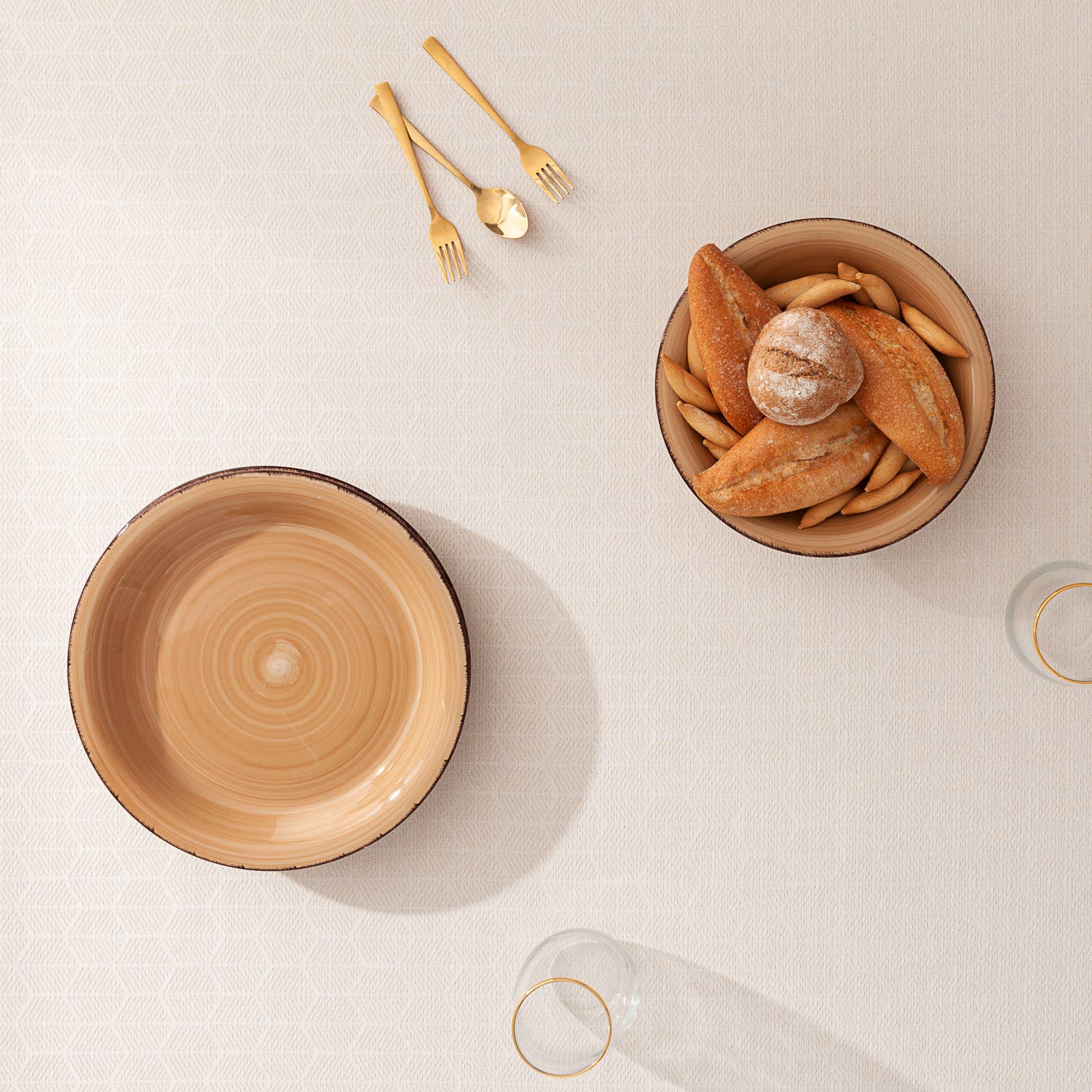 Gold GLAZAR jacquard waterproof tablecloth for wholesale on Faire4