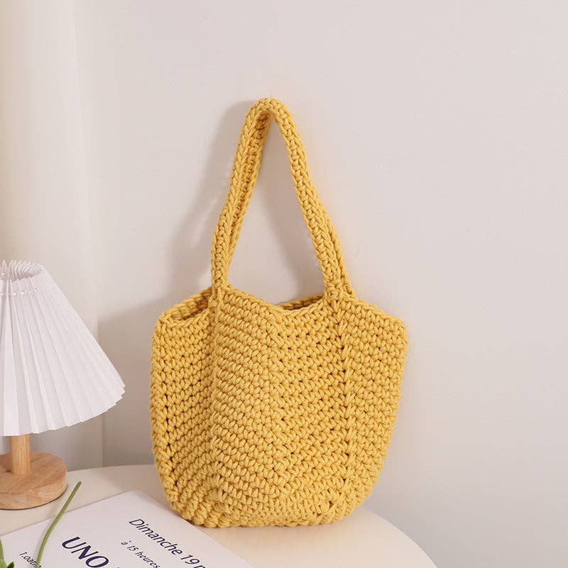 Dipped Shop - Wholesale Beach Bag - Solid Color Simple Woven Knit Handbag DPB17232