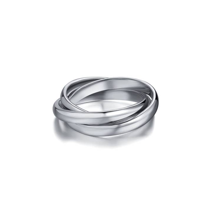 My Jewellery Story - Wholesale Band/Stacked Ring - Trinity Interlocking Ring Rhodium Plated|1-1104-R