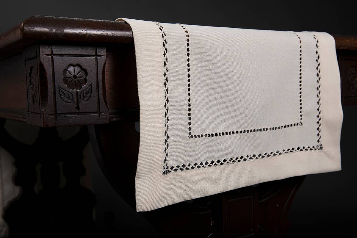 Xia Home Fashions & Manor Luxe - Vendita all'ingrosso Runner - Orlo doppio-14 x 72" -Corsa-Avorio Pino Rosso Bianco1