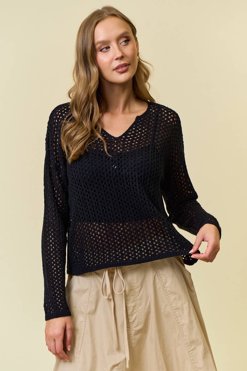 Doe and Rae – Großhandel Strickpullover – Damen – Langärmliges Strickoberteil mit V-Ausschnitt - 45264T5