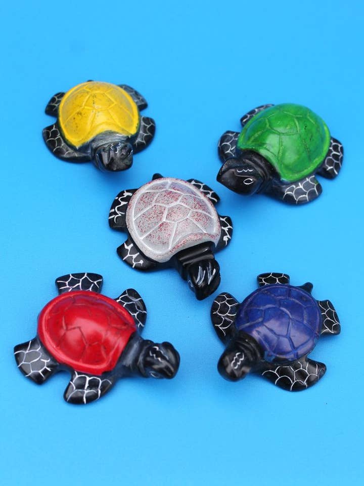 Petite tortue plate colorée - stéatite pour la vente par polanski speckstein
