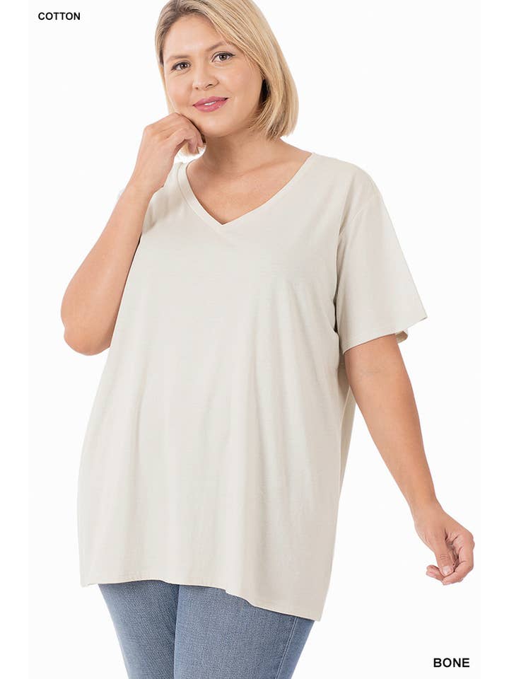 Vanilla Monkey - Wholesale Tunic - Women's - Plus Boyfriend V-Neck Tee