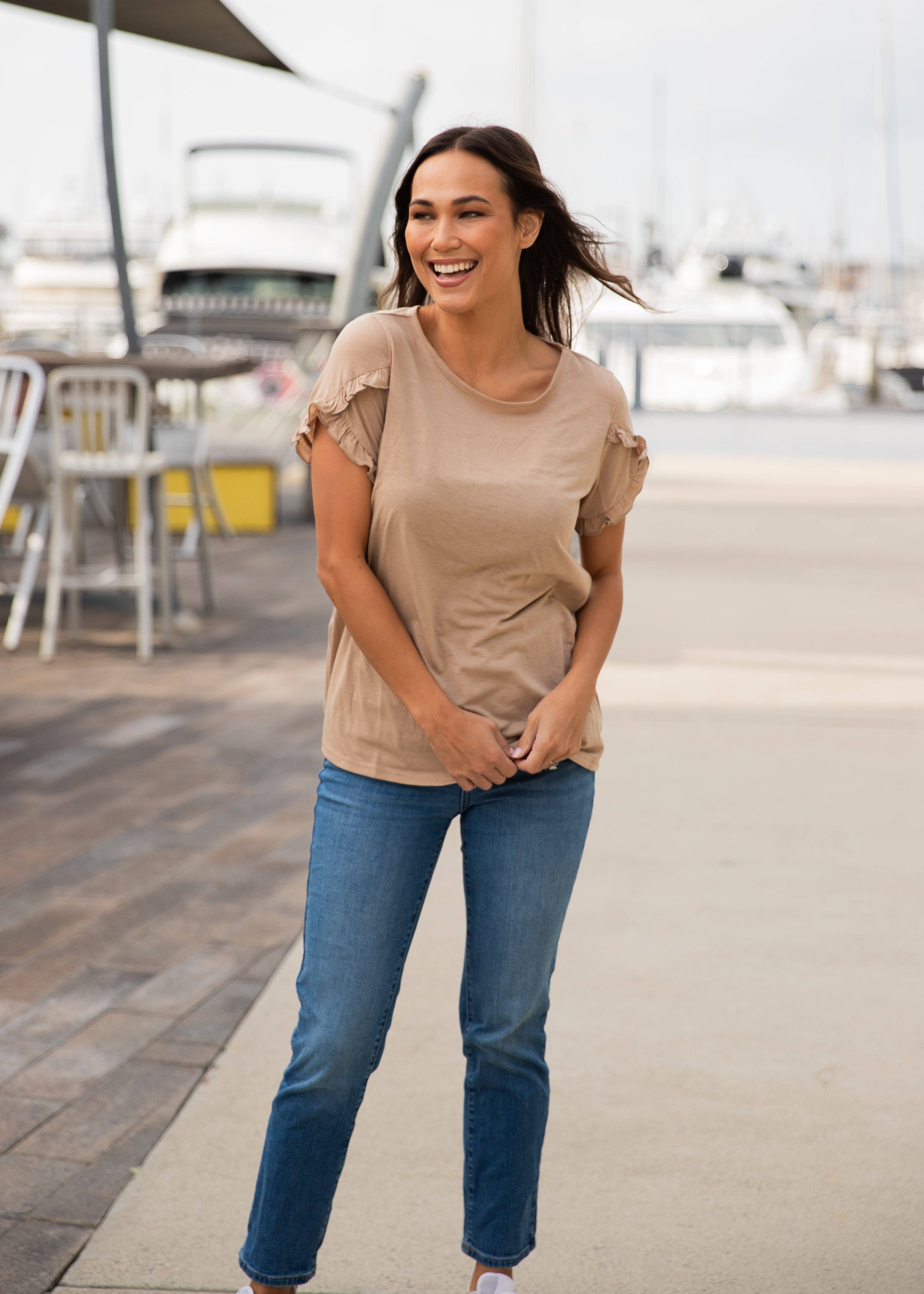 Tickled Teal - Vente Chemisier – femme - Haut à manches courtes à volants1