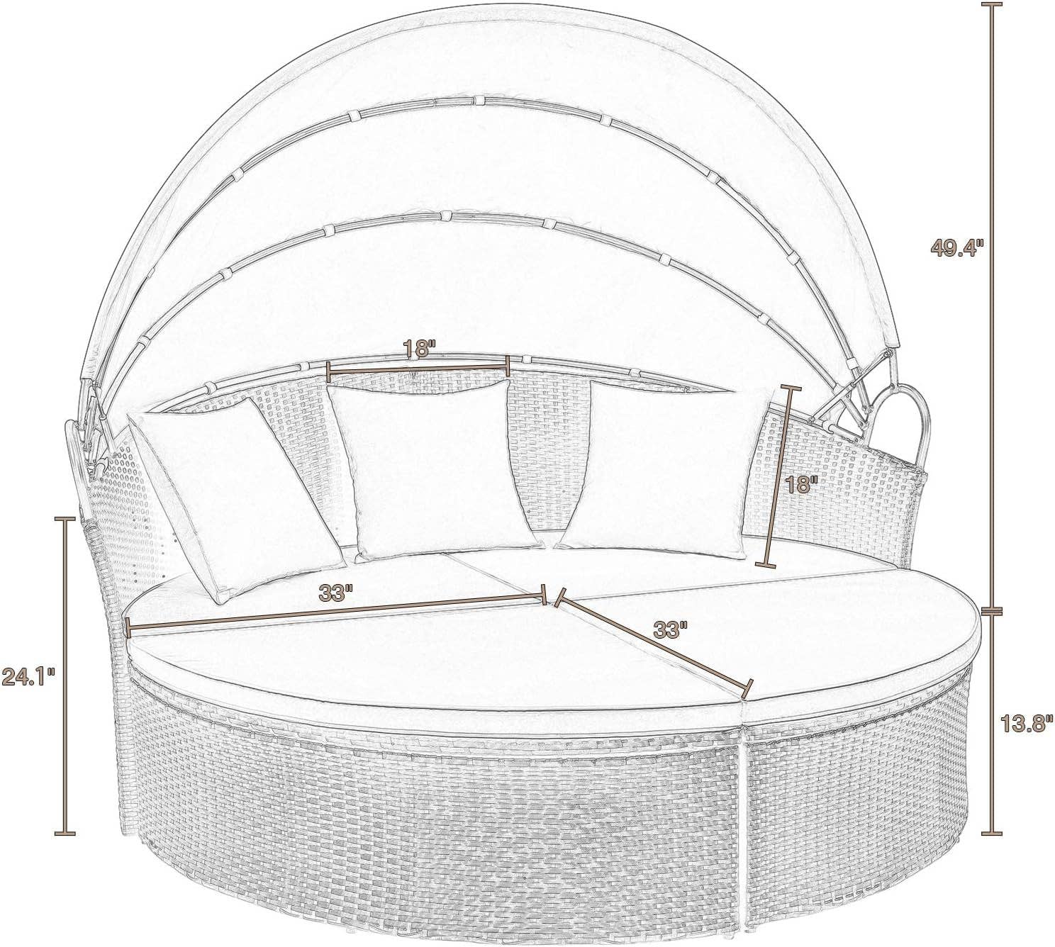 ShipItFurniture - Wholesale Patio Set - Outdoor Round Daybed With Canopy Wicker Patio Sofa3