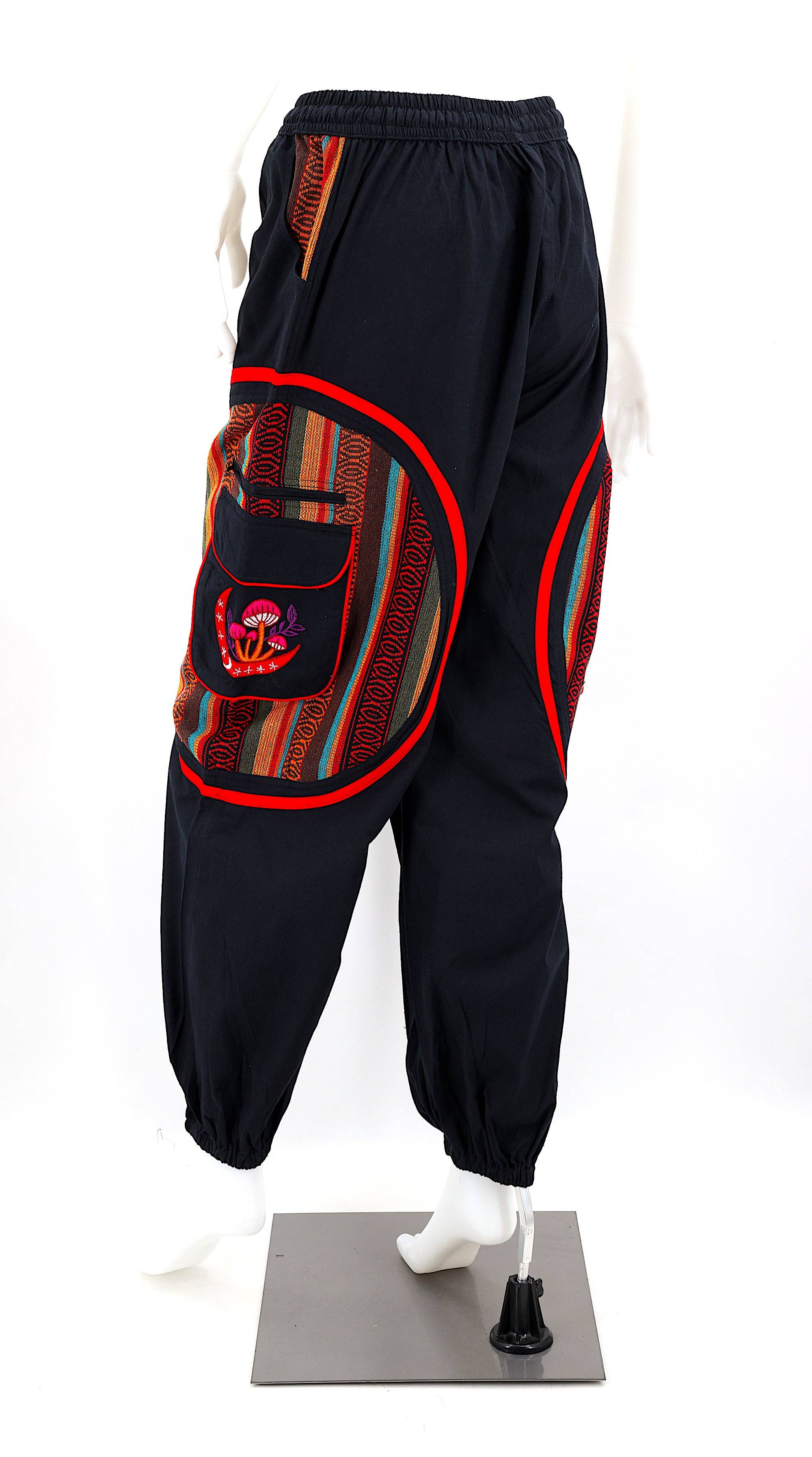 Himalaya Handmade - Venta al por mayor Pantalones - Mujer - Pantalones bohemios hechos a mano de algodón con bordado de luna y hongos estilo harem28