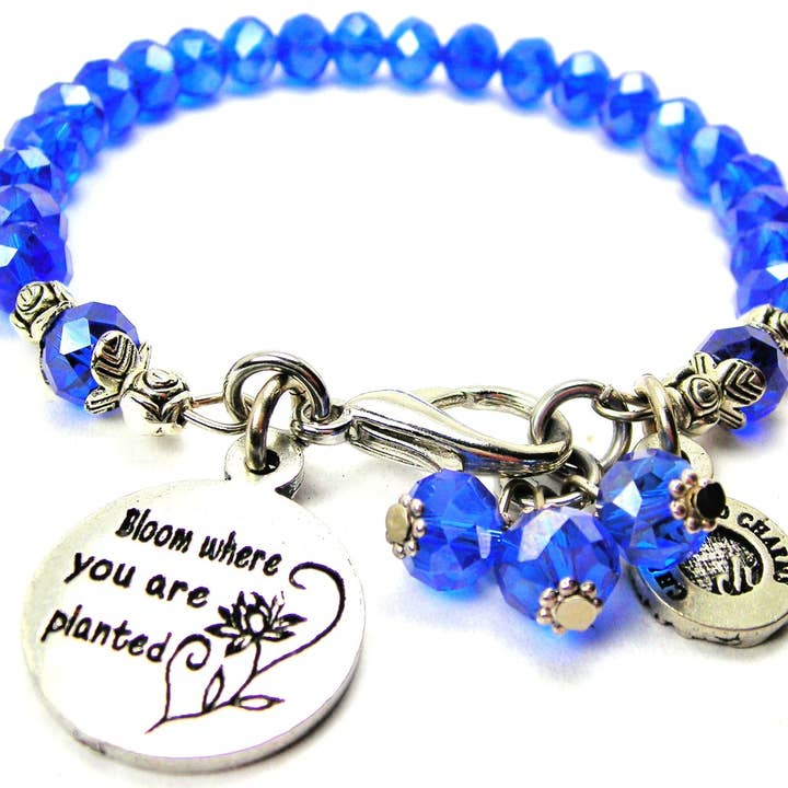 Bloom Where You Are Planted Splash of Color Crystal Bracelet for wholesale by Chubby Chico Charms
