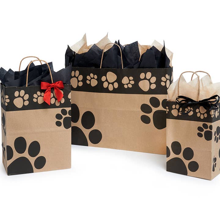 Nashville Wraps - Wholesale Gift Bag - Paw Print Kraft Paper Gift Bags
