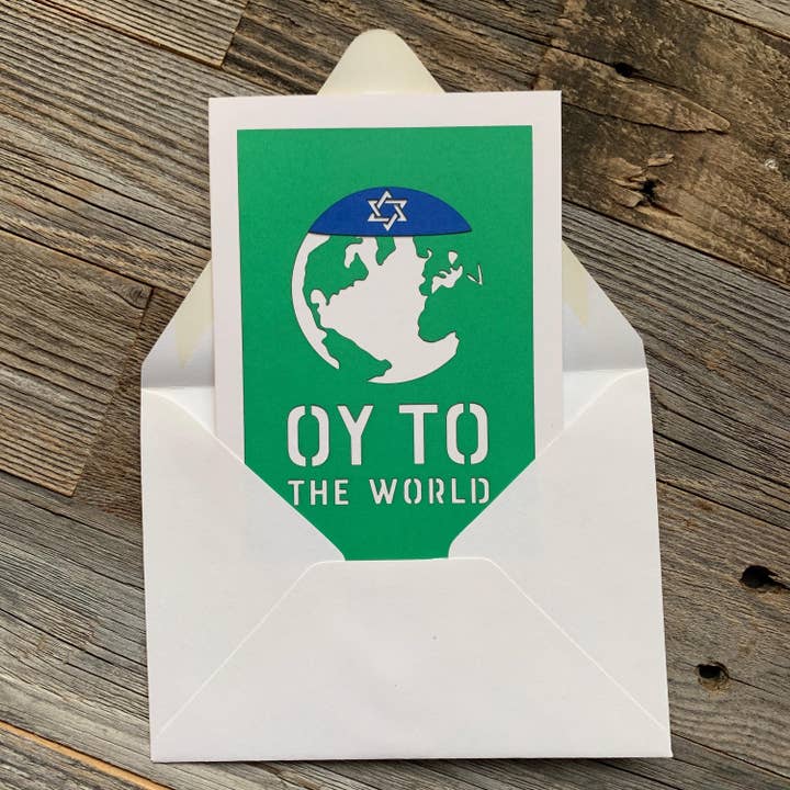 Louise Lauret - Wholesale Hanukkah Card - Oy to the World Funny Happy Hanukkah Card