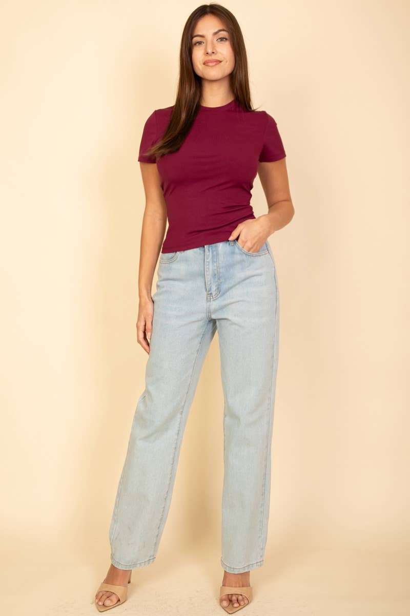 CAPELLA APPAREL - Wholesale Knit Top - Women's - Ribbed Round Neck Short Sleeve Top19