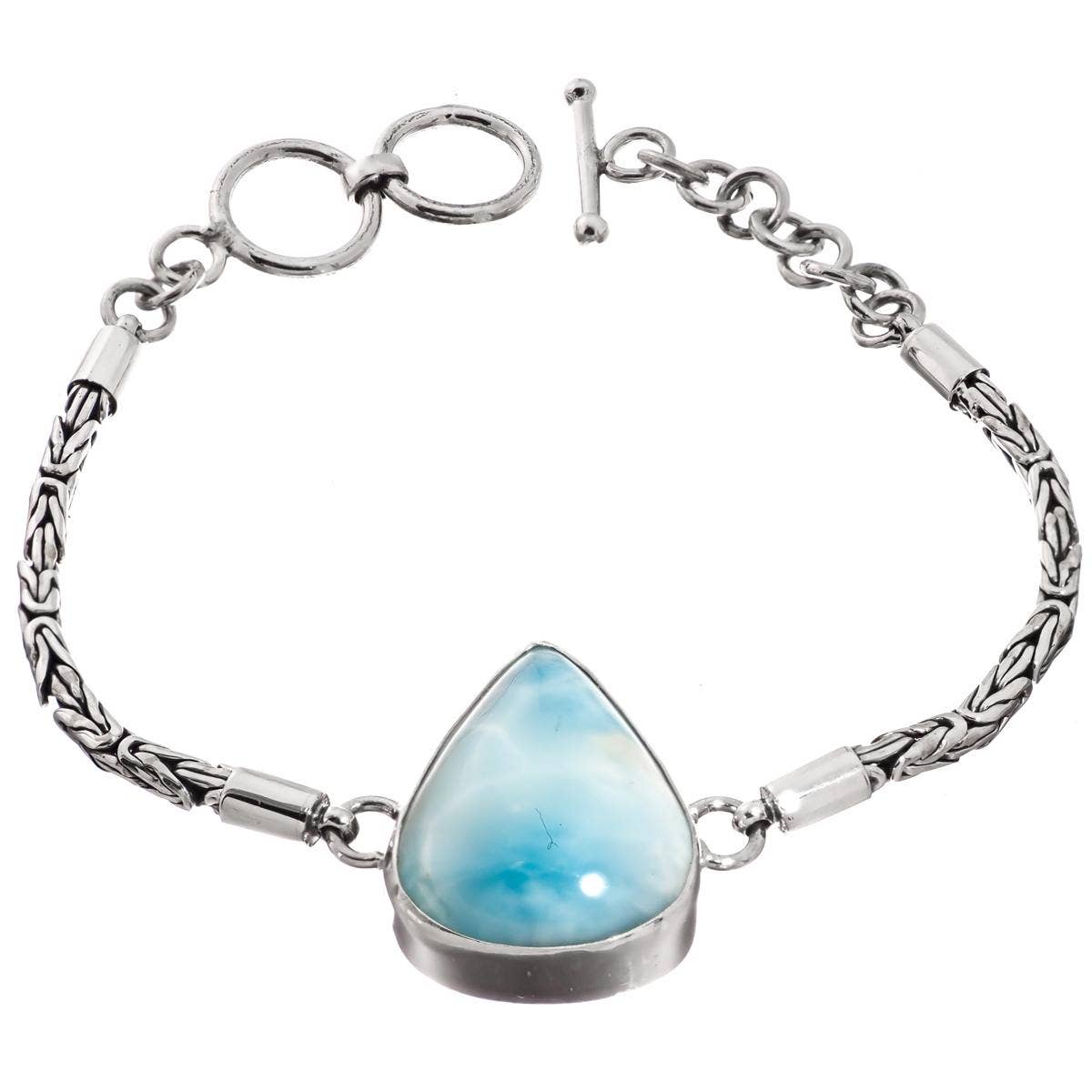 FifiRose - Wholesale Link & Chain Bracelet - 925 sterling silver dominican republic blue larimar sterling bracelet, 7-7.5"0