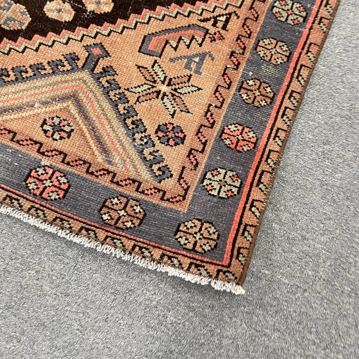 The Loom Wholesale - Wholesale Area Rug - Turkish Rug, Brown Aztec, Vintage Wool, 6.5x3.7 ft, SCR-19548