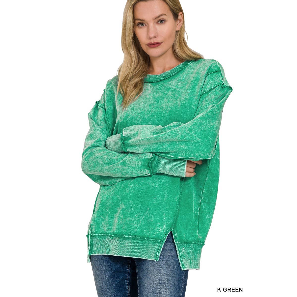 Apolline - Wholesale Sweatshirt - Women's - Acid wash f terry exposed-seam sweatshirt4