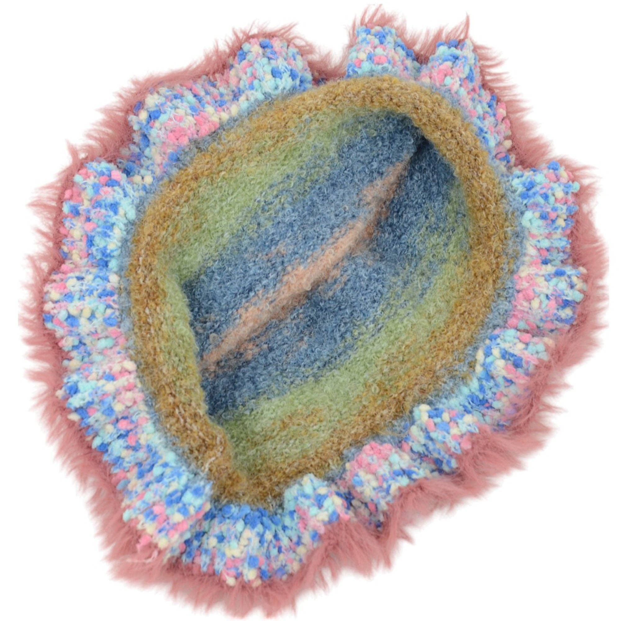 AK Brand – wholesale Bucket hat – Women's – Colorful Striped Knit Bucket Hat Fluffy Winter Fisherman Hat23