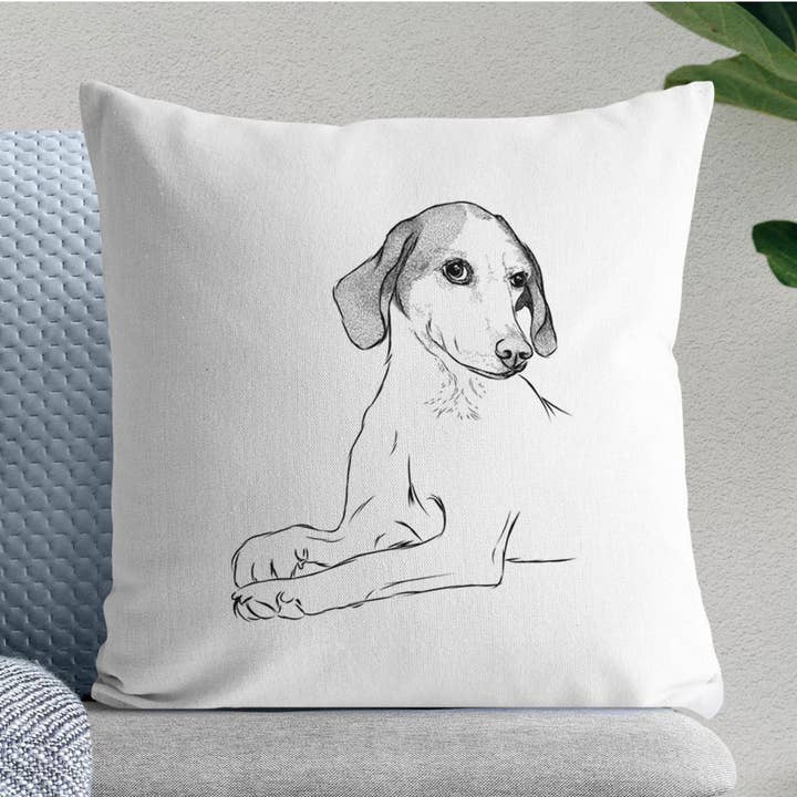 Housse de coussin Opie le Foxhound pour la vente par Inkopious