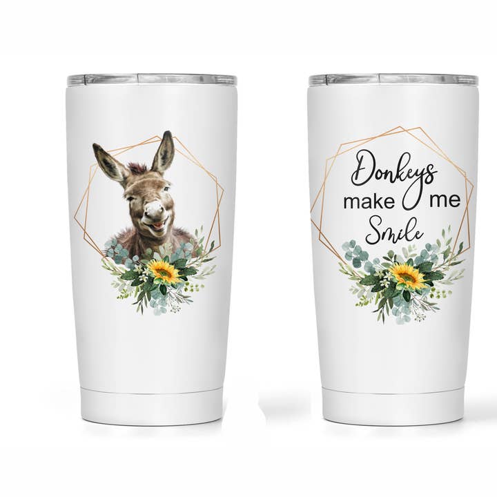 Travel Tumbler, Coffee Tumblers - Donkeys Make Me Smile for wholesale by Dusty & Delilah Designs