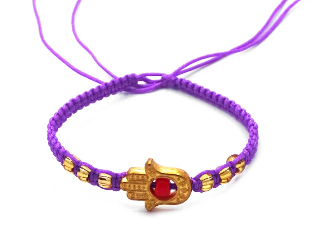 Pichincha - Wholesale Charm/Dangle Bracelet - Metal Hamsa Hand Charm Thin Macrame Friendship Bracelet3