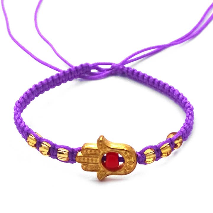 Pichincha - Wholesale Charm/Dangle Bracelet - Metal Hamsa Hand Charm Thin Macrame Friendship Bracelet3