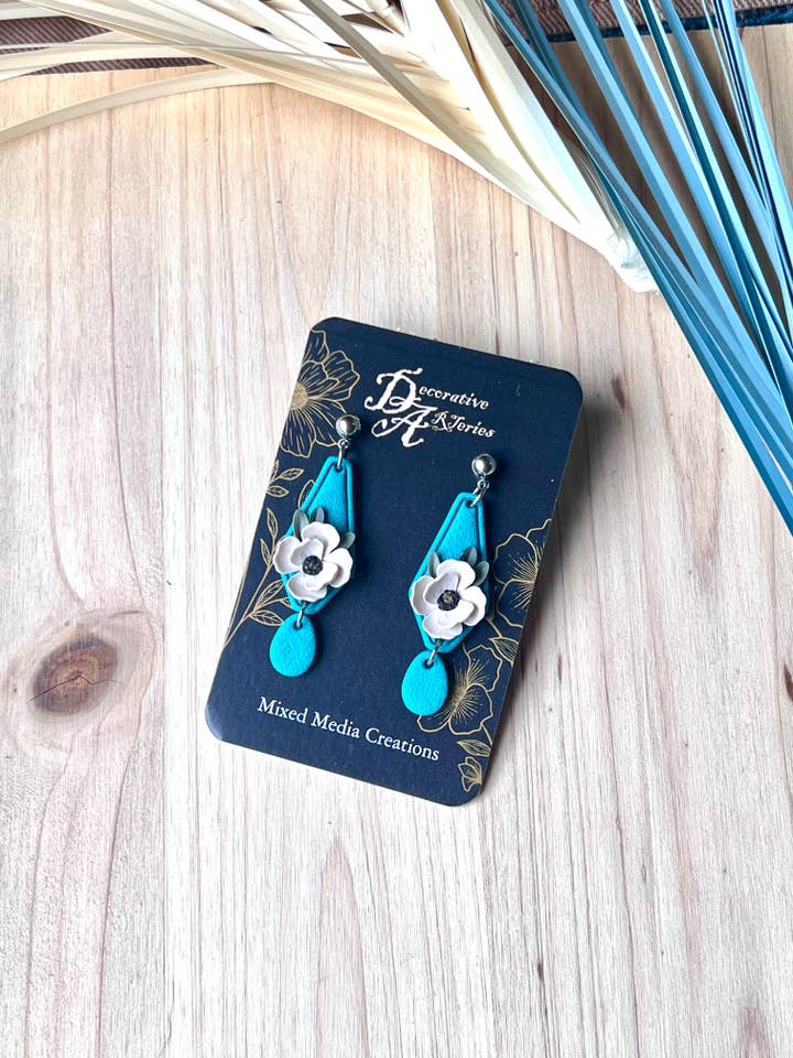 Turquoise Floral Dangles for wholesale by Decorative ARTeries