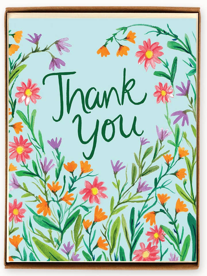 Thank You Wildflowers Cards Box of 8 for wholesale by The Paperhood