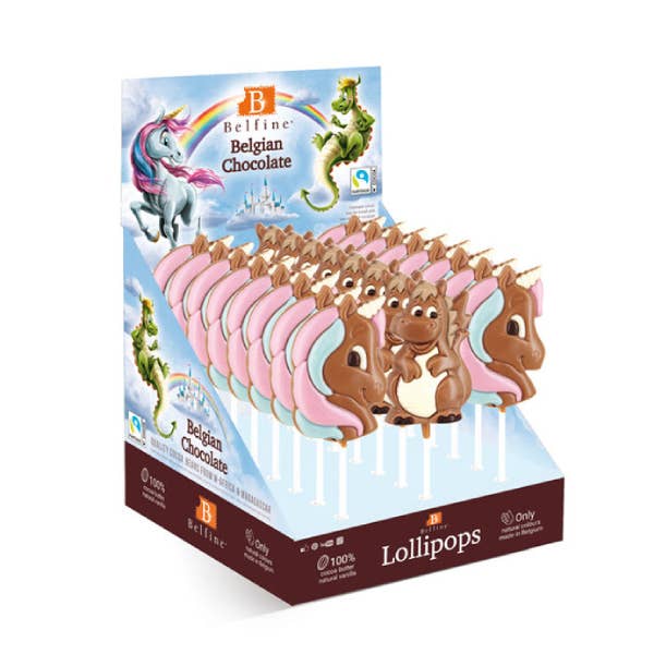 ADG Diffusion - Wholesale Chocolate - DRAGON UNICORN CHOCOLATE LOLLIPOP 25g - Display of 24 pcs3