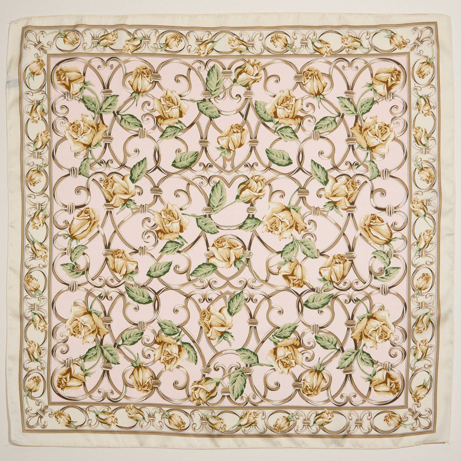 Frem - Wholesale Scarf - Women's - Baroque Rose Print Elegant Floral Silk-Feel Scarf2