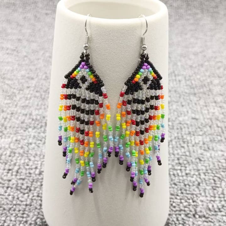 Mio Queena - Wholesale Tassel Earrings - Hand Woven Colorful Seed Beads Fringe Earrings - SB