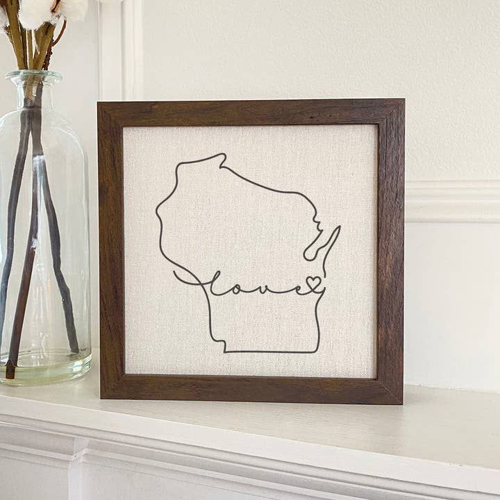 Love State - Anpassat inramat tecken för wholesale av Indigo Tangerine