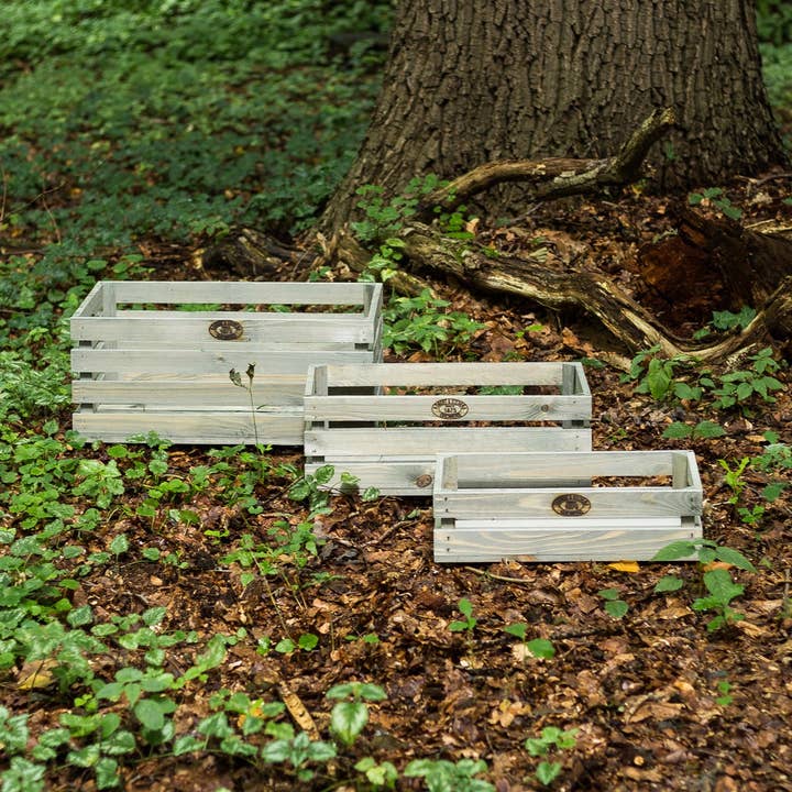 Antikas - Wholesale Fruit Basket - Nostalgic stacking boxes, natural, used look, set of 3 boxes