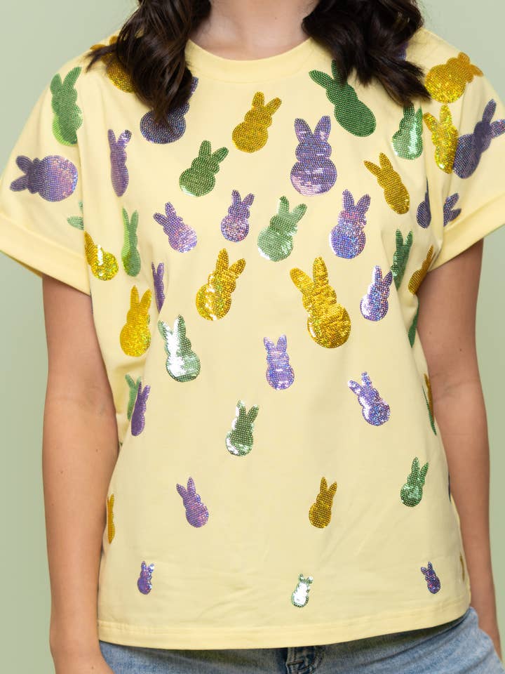 Wholesale | Scattered Bunnies | Women's Sequin Design Cuff Sleeve (Yellow) for wholesale by BOMB DESIGNS