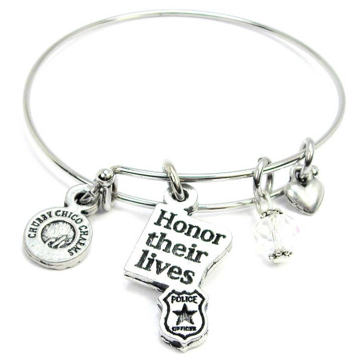 Honor Their Lives With Police Badge Expandable Bracelet for wholesale by Chubby Chico Charms