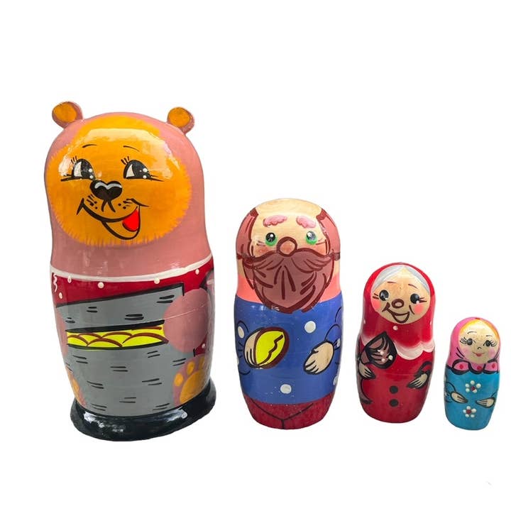 Set di bambole da nidificare Masha and Bear Tale, 5 pezzi/15,2 cm per la vendita all'ingrosso da parte di GSZ corporation DBA Gabriella's Gifts