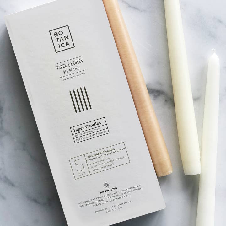 BOTANICA - Wholesale Tapered Candle/Candlestick - Neutral Mix Taper Candles | Set of 52