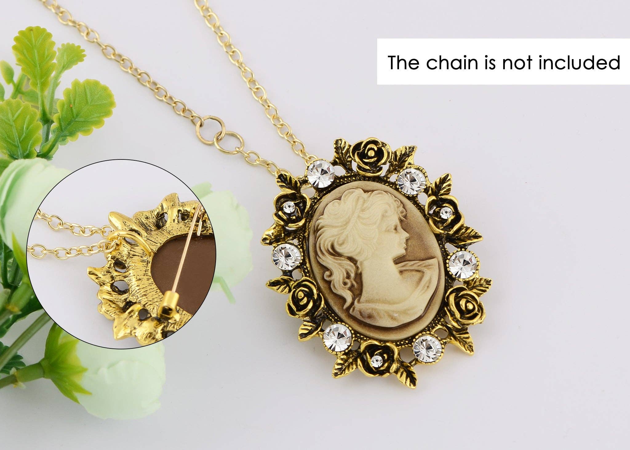 AK Brand - Wholesale Brooch - Vintage Victorian Cameo Brooch Maiden Flower Ribbon Bow32