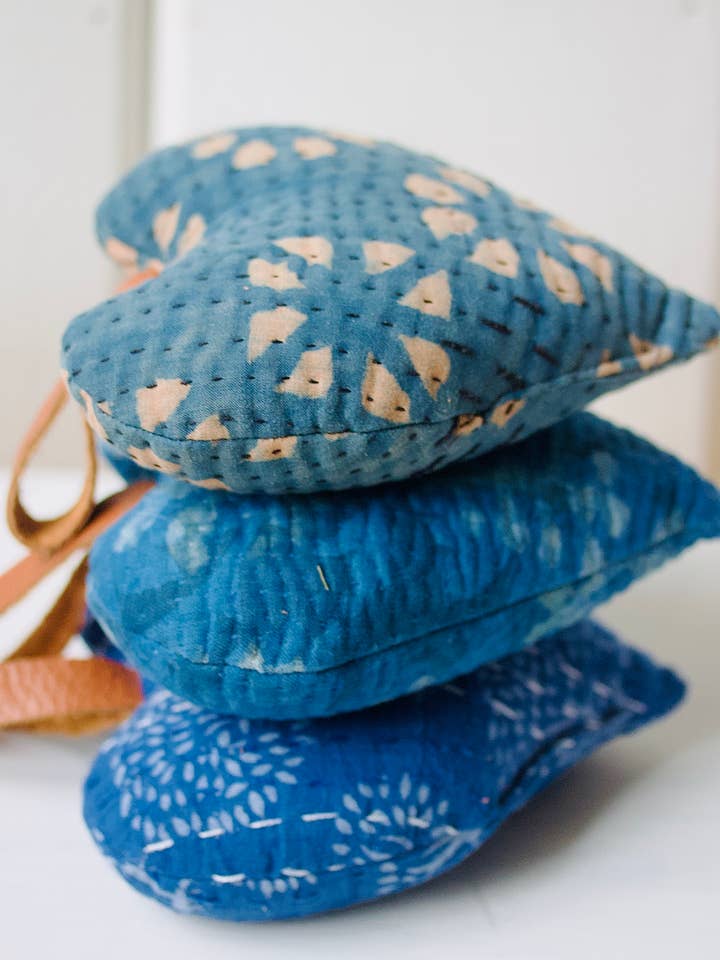 Blue Hanging Lavender Filled Heart Sachets for wholesale by Belle's Nest