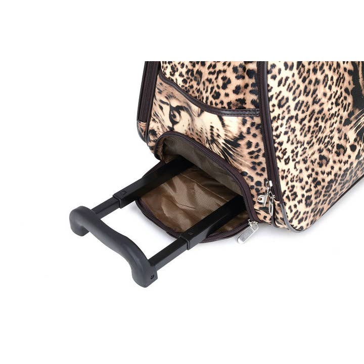 Papaya Fashion Ltd - Venta al por mayor Maletas - Maleta grande Holdall-512 ruedas con estampado de leopardo